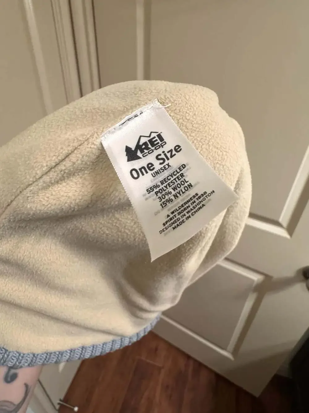 REI Co-op Gray Pom Beanie Fleece Lined One Size Unisex